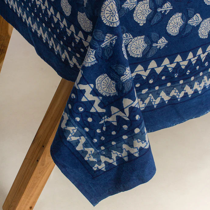 Luxury Indigo Floral Print Cotton Best Table Cover Design